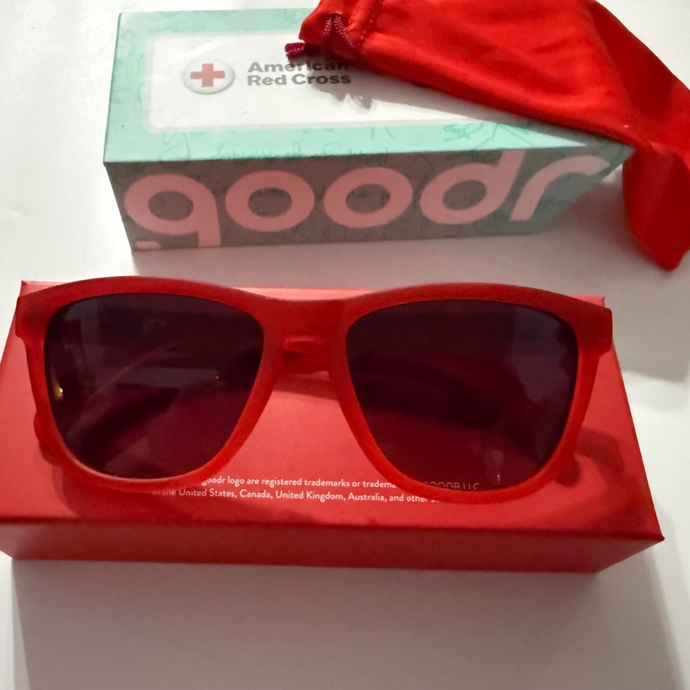 American Red Cross x Goodr Polarized Sunglasses Red OG Frame NIB